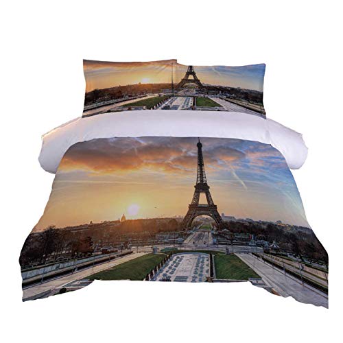 MENGBB 3D Funda Nórdica Torre Eiffel en París - 200x200cm Tener 4...