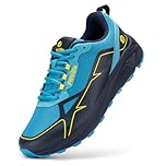 FitVille Wide Fit Hiking Trekking Trainers Breathable Trail Running Shoes for Men Arch Support Sneakers, Blue, 10, Wide