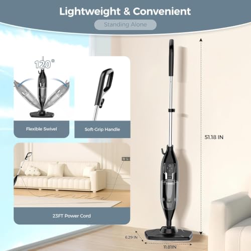 Image of Steam Mop, 12-in-1 Powerful Handheld Steam Cleaner Detachable Steam Mops for Floor Cleaning, 565ML Removable Tank, 23FT Power Cable, MultiPurpose Steamer for Hardwood, Tile, Grout, Furniture