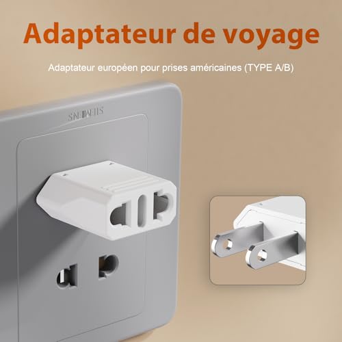 GRIFEMA Adaptateur Prise USA Type A, Lot de 4 – vue 3
