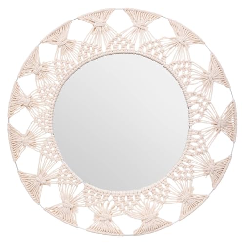 ATMOSPHERA CREATEUR D'INTERIEUR Espejo de Palma de Algodon, Color Beige/Blanco - 56 x 1,5 cm