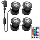 Colored Pond Lights with Timer, RGB Fountain Lights Underwater Light IP68 Waterproof, Dimmable Outdo