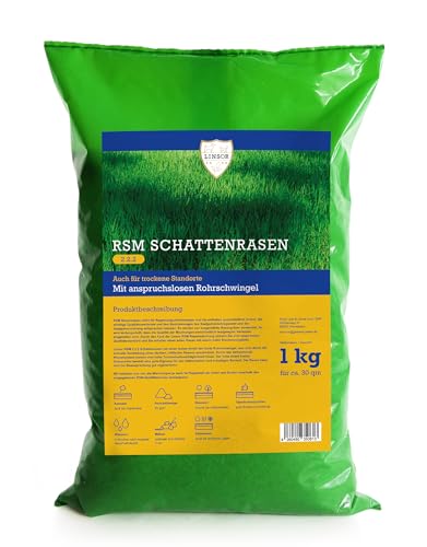 Linsor RSM 2.2.2 Schattenrasen, tiefwurzelnd, Trockenlagen, Rasenmischung strapazierfähig, trittfest, Regel Saatgut Mischung alle Standorte, 1kg für 40m²