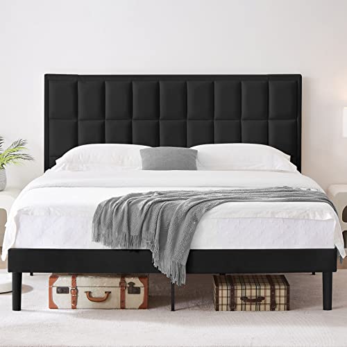 Flolinda King Bed Frame Cozy Velvet Upholstered King Size Bed Frame Modern King Bed Frame And Headboard Strong 42Pcs Slats 13 Bed Feet Support No Box Spring Needed #TOP21