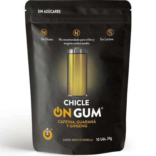 Chicle On - Chicle Funcional para realizar Deporte extremo - Activa el Cuerpo y la Mente - Dosis Extra de Energía - Sabor a Menta y Vainilla - Max 3 chicles al día - Contiene 10 chicles