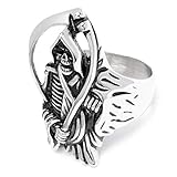  Schmuck-Checker Sons of Anarchy Ring Edelstahl Bikerring Motorradclub SAMCRO Sensenmann silber Bikerschmuck Männer Geschenk (65 (20.7))