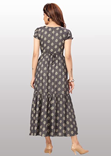 Image of CEE 18 Women's Cotton A-Line Maternity Feeding Kurti with Zippers (Evening Grey, Large)