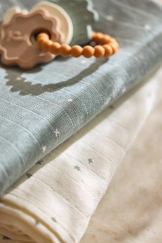 Jollein Lenços para bebés, 3 unidades, 31 x 31 cm, 100% algodão, com certificado Oeko-Tex, cor verde mar