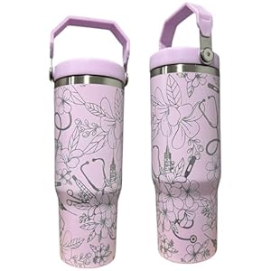 Nurse appreciation Gift Tumbler for nurse Insulated tumbler 30oz water bottle No spill water bottle Travel bottle Medical theme water bottle (30oz Lilac(64)-D29)