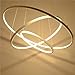 Produktbild loonju Kunst-Dekor-Kreis Fernbedienung Kronleuchter Küche Schlafzimmer Wohnzimmer Lounge Suspension vertigo weiße Farbe Ring Pendelleuchte, warmes Weiß, 1 Ring 40cm