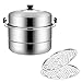 Barm Vaporiera Grande a 2 Strati in Acciaio Inossidabile di Sicurezza a induzione, Serbatoio per Alimenti Multistrato a Doppio Strato con Coperchio, Design Elegante, 38 cm Facile da sganciare e p