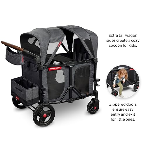 Image of Radio Flyer Voya XT Quad Stroller Wagon, for Ages 6+ Months, Push or Pull