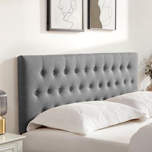 Huatean Home Tufted Upholstered Headboard Queen Size, Solid Wood Head Board With Durable Metal Legs, Adjustable Height Bed Headboard From 37 Inch To 51 Inch Fabric Headboard In Modern Button Design thumb #5