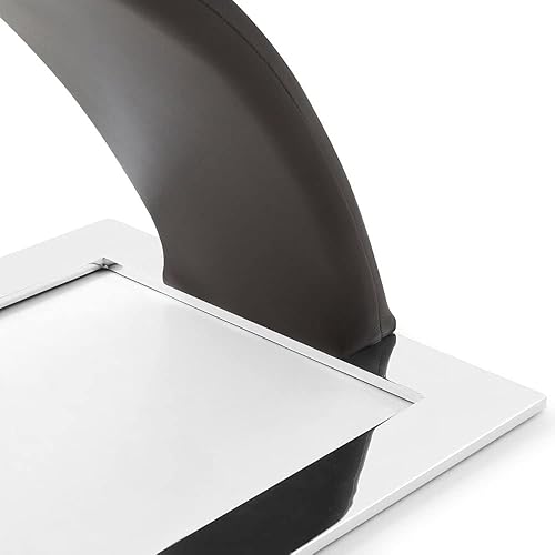 Miniatura 6 de ZURI Muebles Silla de comedor moderna Mesa en cuero sintético marrón y acero inoxidable