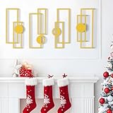 DICYWUDI Large 4 Pieces Gold Metal Wall Arts,16.5 x 7 inch Modern Geometric Decor Hanging for Indoor Kitchen Bathroom Bedroom Living Room Dining Roomm