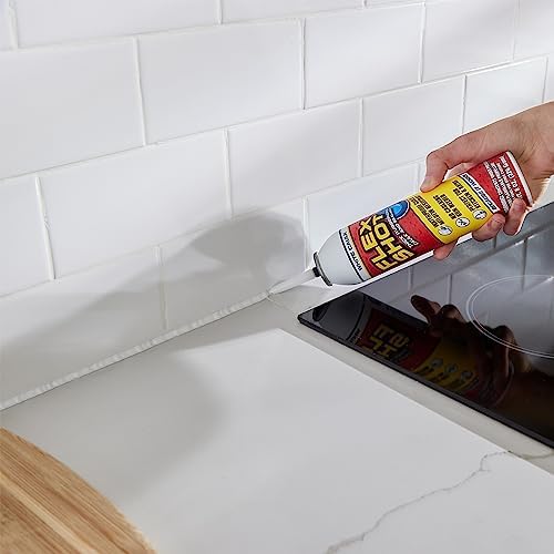 Flex Shot, Flexible Rubber Silicone Sealant, Waterproof Caulk, UV Resistant, No Caulk Gun Needed, Perfect for Kitchen, Bath, Showers, Sinks, Baseboards, Black, 8oz, 2-Pack