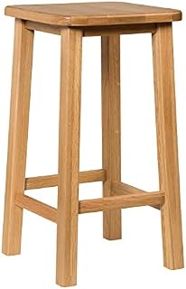 Hallowood Furniture Waverly Oak Kitchen Breakfast Bar Stool in Light Oak Finish  Solid Wooden Dining Chair  Bar Stool for Living Room and Hallway - Stool with Footrest for Dining Table in Light Oak