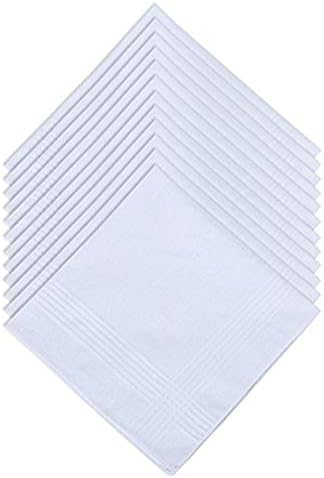12 Fazzoletti In Cotone Bianco Uomo - Pocket Squares Large, Morbidi E Delicati - Foto 4