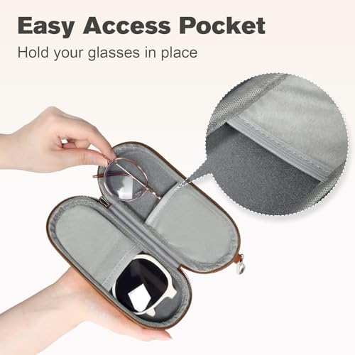 Image of Double Eyeglasses Case, Dual Glasses Sunglasses Organizer with Zipper Closure, Eyewear Storage Box for Men Women Travel