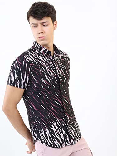 Image of KETCH Men's Cotton Slim Fit Printed Half Sleeve Shirt