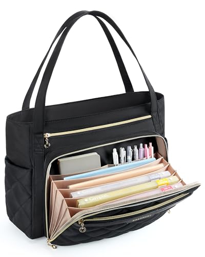 BAGSMART Teacher Tote Bag 15.6in Quilted Insulated Pocket &