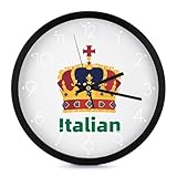 Orologio da parete italiano coronato Italia 25,4 cm senza ticchettio silenzioso al quarzo orologi rotondi facile da leggere per casa ufficio