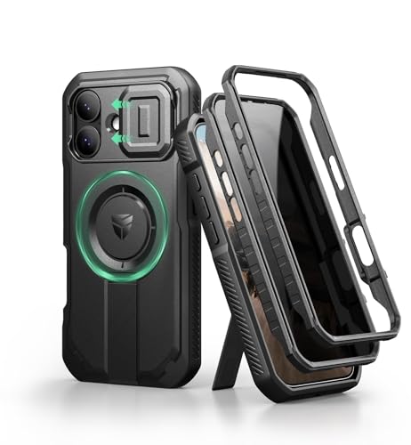 Image of Dexnor for iPhone 17 Case with Slide Camera Cover & Adjustable Kickstand & Privacy Screen Protector, Compatible Wireless Charging, Rugged Bumper Cases Heavy-Duty Magnetic Protective Cover,Black