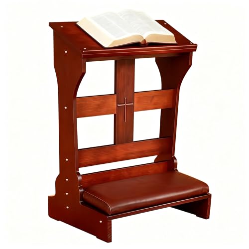 CC LOT Wood Prayer Bench with Cushion Kneeler for Home and Church Padded Kneeling Stool with Slanted Shelf for Bible 23 x 20 x 32.8