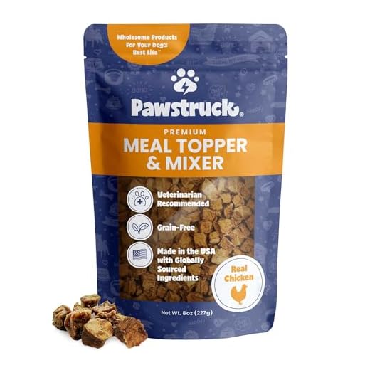 Pawstruck Vet Recommended Air Dried Dog Food Toppers for Picky Eaters, Made in USA with Real Chicken, Premium Meal Mix-in Kibble Enhancer, 8 oz, Packaging May Vary