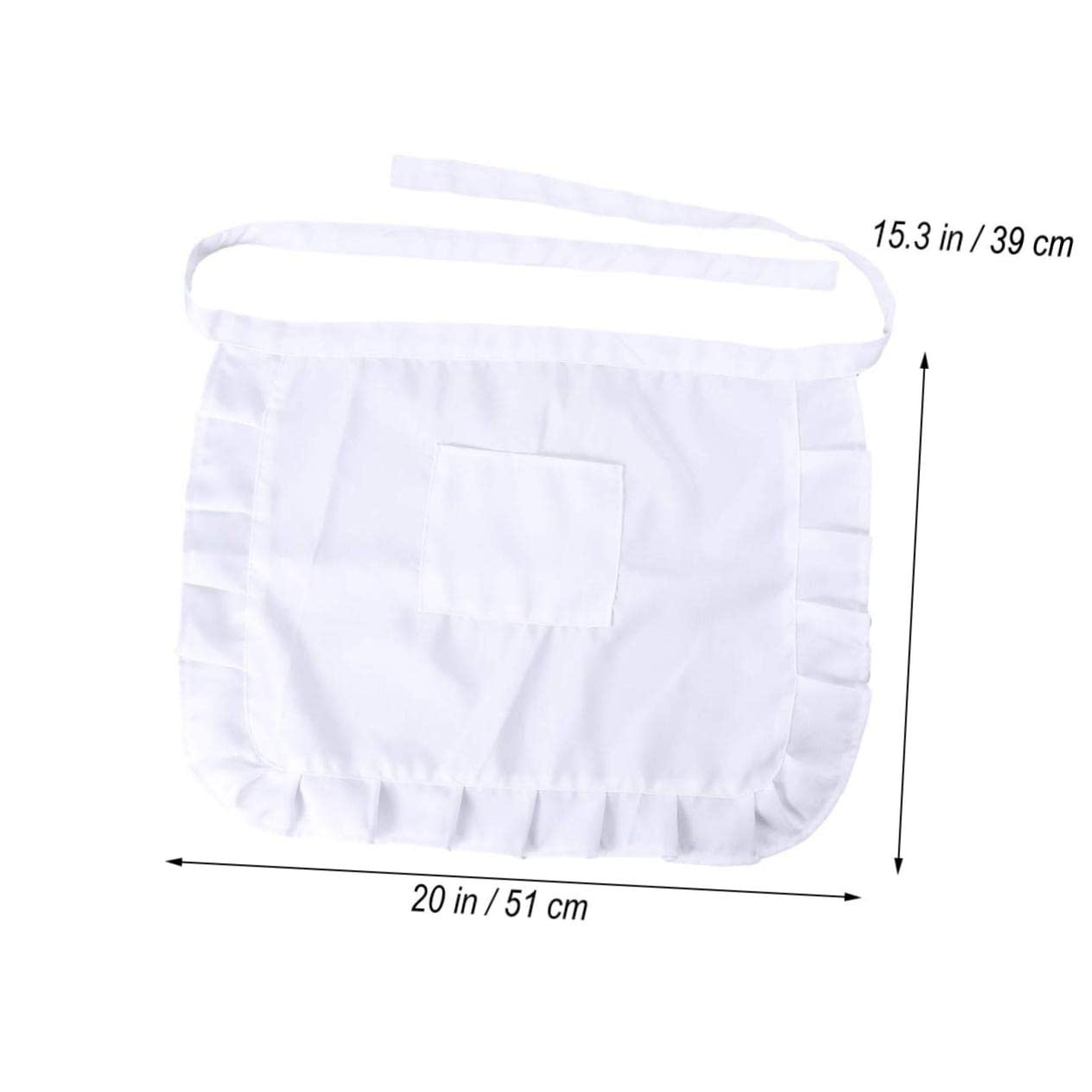 HOLIDYOYO Half Waist Bib Women Apron Skirt Aprons Short Waist Apron with Pocket Bibs Maid Apron Working Waist Apron Fashion Overalls Maid Outfit Work Dress Waitress Apron White