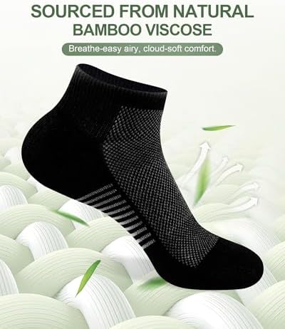 Mens Ankle Socks, 8 Pairs Bamboo Running Socks — view 7