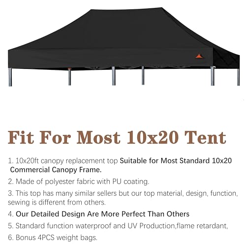 Image of SCOCANOPY Black Commercial 10x20 Canopy Replacement Top