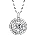 T400 Jewelers"Forever Love" 925 Sterling Silver Dancing Stone Made with Swarovski Zirconia Pendant Necklace, Round 18" Mother's Day Gift