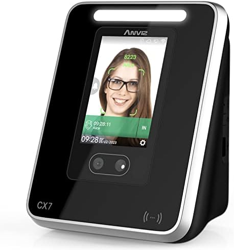ANVIZ Time Clock - CX7 Face Biometric Time Attendance Machine for Employees Small Business - Face + RFID + Pin Punching in one, Support Door Access, Up to 1,500 Users with Professional Cloud Software