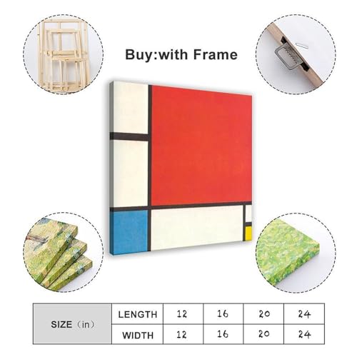 Toile Piet Mondrian rouge bleu jaune pour réveiller un mur blanc avec style 40x40 - 5