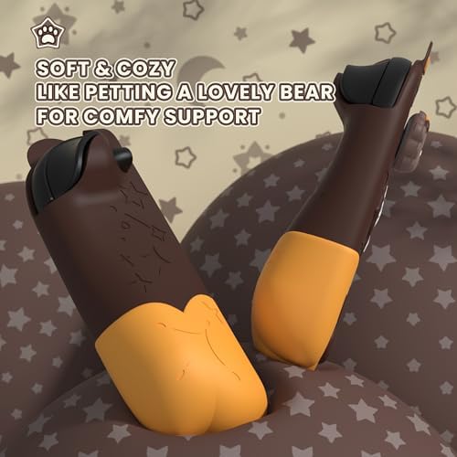 PlayVital Good Night Bear Dockable Case for Nintendo Switch 2 with Stand | Split Design Silicone Joycon Grips, PC Console Hard Shell, 2 Joystick Caps | Cute Protective Cover Bundle – Brown - 4