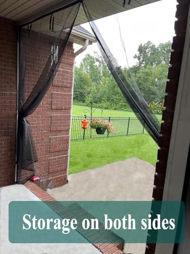 Image of Magnetic Garage Door Screen 14x12ft for 1 2 Car Garage Carport Patio Porch | Retractable Fiberglass Privacy Mesh, Weighted Bottom, Kids & Pets Friendly, Easy Installation, Windproof, Repair Pieces