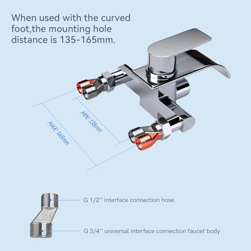 KULACO Badewannenarmatur mit Handbrause, Wasserfall Wasserhahn Badewanne, Messing Mischbatterie Dusche mit Druckschalter, Chrom Duscharmatur mit 3 Funktionen, Armatur Badewanne Wannenarmatur für Bad