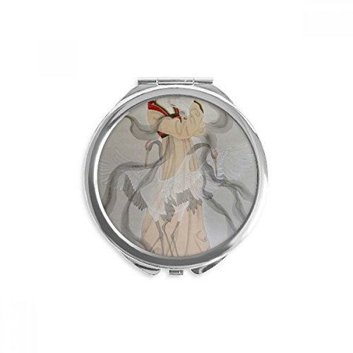 Miroir rond de poche peinture chinoise de beauté miroir à la main pliable au design artistique