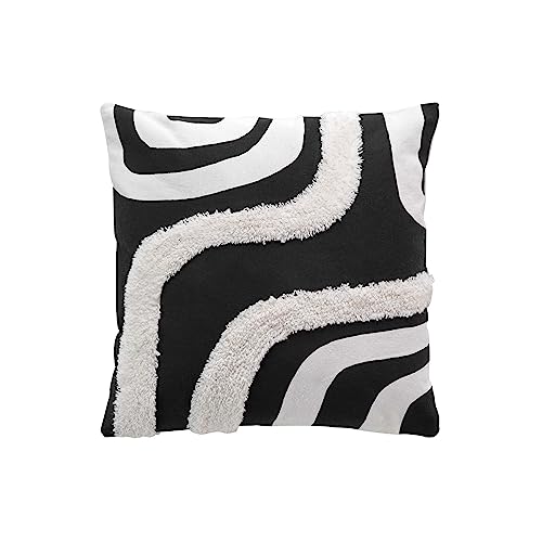 Douceur d'Intérieur, Housse de Coussin (40 x 40 cm) Mirade Noir, Coton Imprimé Tufté