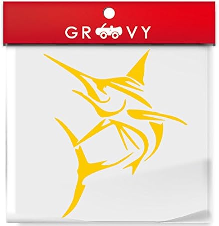 Amazon 海 釣り ステッカー カジキ トローリング カッコイイ バス釣り ルアー リール ロッド シール 098 イエロー ステッカー デカール 車 バイク