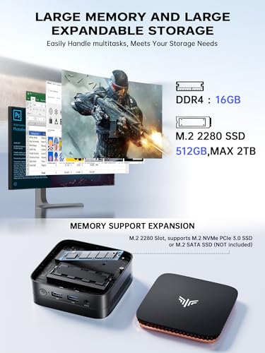ACEMAGICIAN Mini PC Ιntel Alder Lake Ν95 3.4GHz 16GB DDR4 RAM 512GB M.2 SSD Micro Desktop Computer, 4K UHD HDMI+DP, Dual Bande WiFi/BT4.2/Gigabit Ethernet für Business, Heimkino, W11 Pro – Bild 4