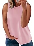 Plus Size Tank Tops for Women Summer Round Neck Sleeveless T-Shirts 3X Pink 22W