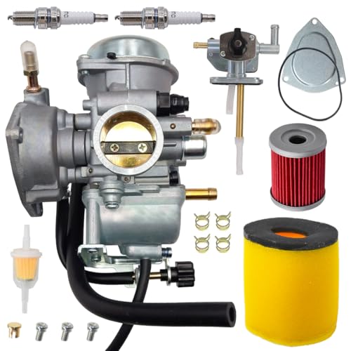 Cylinman Carburetor Fit for Suzuki Ozark 250 LT-F250 LTF250 2002-2009 LTF250F Quadsport 250 LTZ250 2004-2009 13200-05G10 13200-21G10 With Fuel Petcock Air Filter