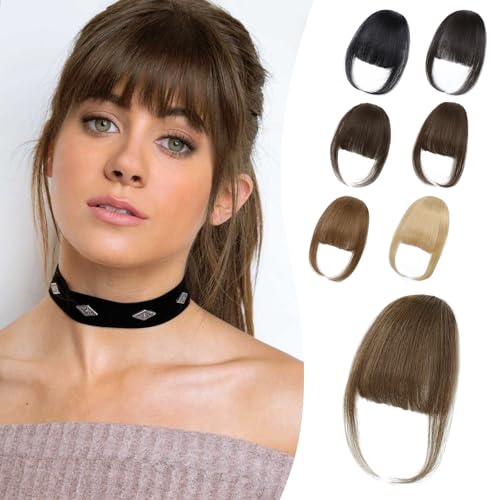 Wispy Bangs Hair Clip, 100% Human Hair Clip In Brown