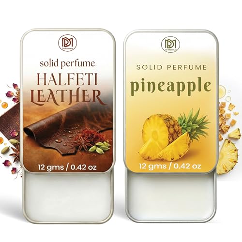 Image of Dr.Mashur Solid Perfume |pineapple&Halfeti leather Alcohol Free Wax Perfume Balm, Long Lasting | Pocket Tin 12g, Pack Of 2| Non Greasy Smooth Glide, Travel Friendly Unisex