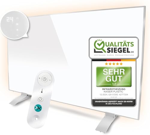 KAISER Infrared heating wall heater ceiling mounting with thermostat heating panel with remote control electric radiator with LCD display free-standing unit incl. feet (720 watts)