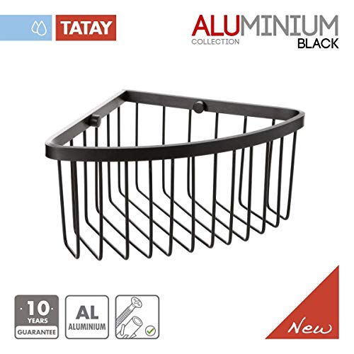 TATAY - Large corner shower basket. Black aluminium. Dimensions 20 x 11.5 x 20cm - Image 2