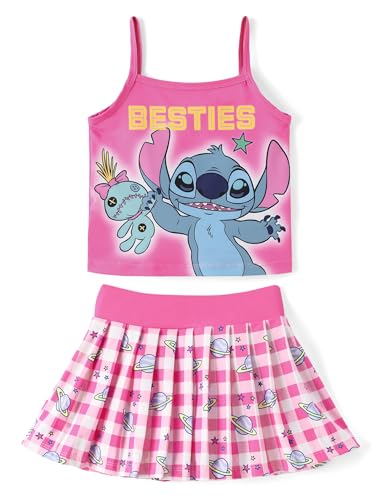 Image of Disney Minnie Frozen Stitch Princess Toddler Girls' Tennis Skirt Sets Kids Athletic Camisole Top & Skort 2 Piece Outfit 2-9Y