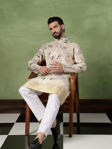 Image of SOJANYA (Since 1958 Men's Silk Banarasi Design Long Kurta